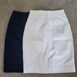 - 2 H&M pencil skirt, Navy & White- Size 4, New without tags